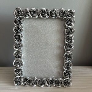 Silver-Tone Rose Dimensional Frame - Decorative Photo Frame for 5" x 7" Photo